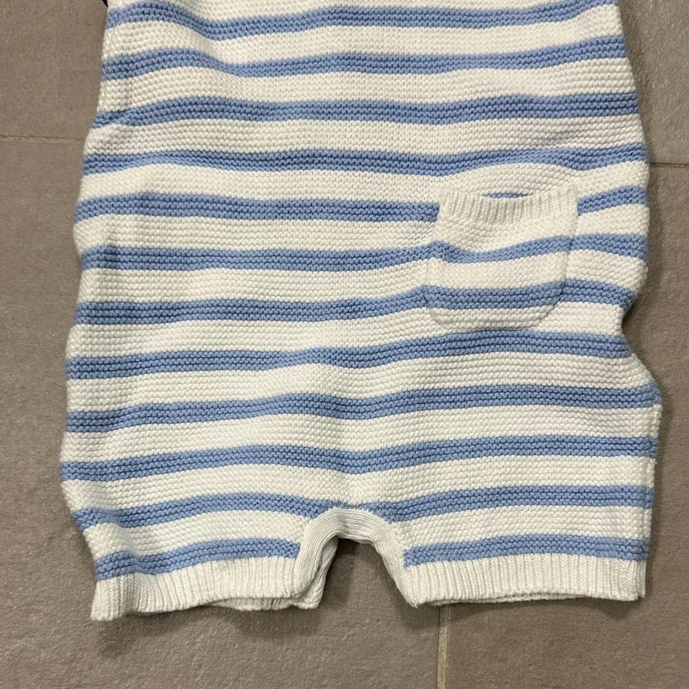 Striped Blue and White Kids Sweater Romper - Picture 7 of 11